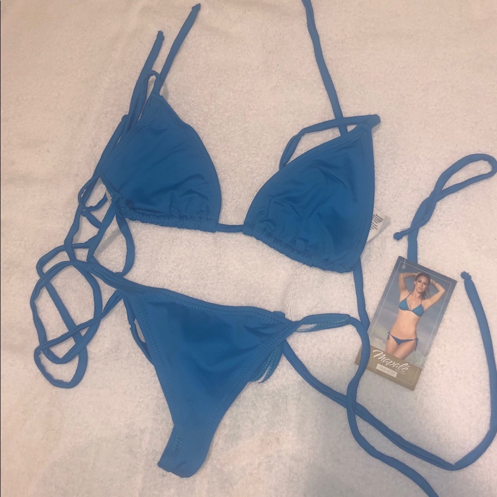 Triangle Top Thong Bikini with side ties.